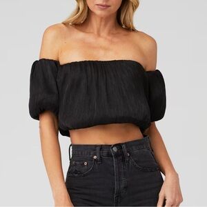 Line and Dot Audrey Black Off The Shoulder Top in XS NWOT